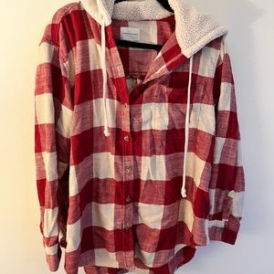 Fleece hooded flannel